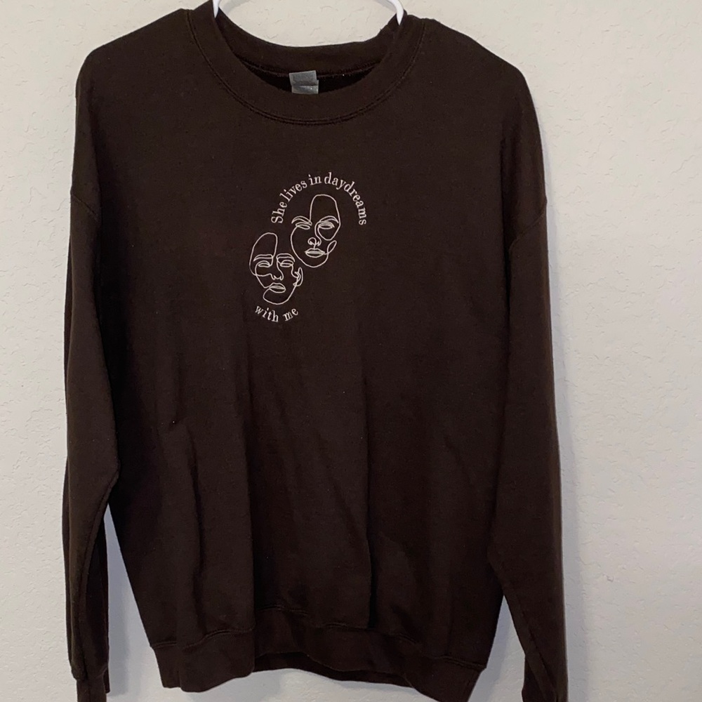 Gildan Dark Brown Graphic Crewneck Sweater